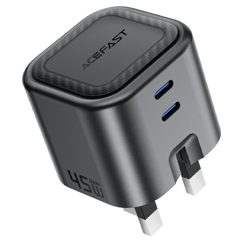AceFast | 18500 | A121 | PD45W Folding Gan (C+C) Charger Metal | Black AceFast | 18500 | A121 | PD45W Folding Gan (C+C) Charger Metal | Black